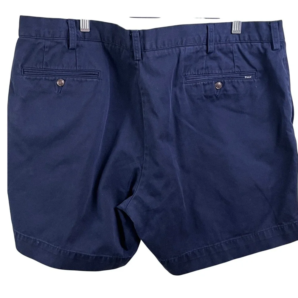 Polo By‎ Ralph Lauren Navy Blue Chino Flat Front Shorts Preppy Classic Size 42